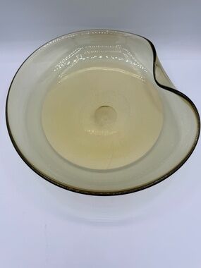 Mid-century Murano glass bowl with neutral amber hue and gold flecks